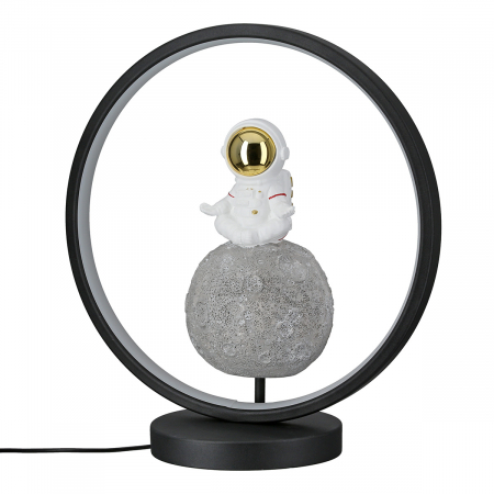 Lampă de masă (LED), rotundă, Juno, motiv Astronaut, Polyresin, negru, alb, PU 1, L. 15 cm, L. 30,5 cm, H. 33 cm [1]