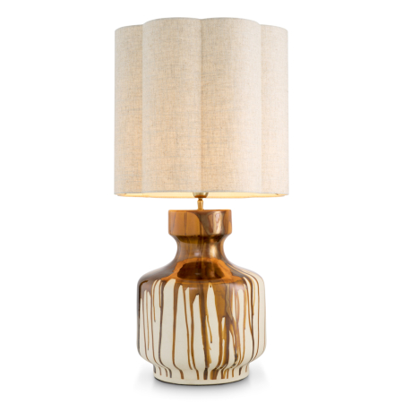 ILUMINAT - Lampa de masa Lorena cu finisaj maro, Abajurul este inclus