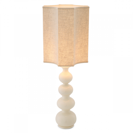 Lampă de masă, Mabel din ceramică albă trosită, abajur inclus, Dims: W. 20 | max W. 40.5 | H. 116.5  (CM) [2]