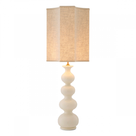 Veioze - Lampă de masă, Mabel din ceramică albă trosită, abajur inclus, Dims: W. 20 | max W. 40.5 | H. 116.5  (CM)