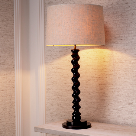 Lampa de masa Massimo cu finisaj negru piano, Abajurul este inclus |W. 6 | max W. 41 | H. 81 cm  [1]