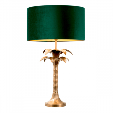 SALE % - Lampă de masă, Mediterraneo, finisaj din alamă cu aspect vintage, abajur inclus, Dims: W. 17 | max W. 45 | H. 76.5  (CM)