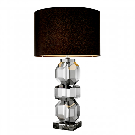 Veioze - Lampă de masă, Mornington cristal fum, abajur inclus, Dims: W. 14 | max W. 43 | H. 76  (CM)
