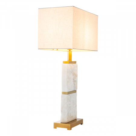 Lampă de masă, Newton L, finisaj din alamă cu aspect vintage, abajur inclus, Dims: W. 20 | max W. 40 | H. 70.5  (CM) [3]