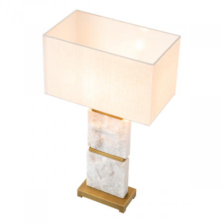 Lampă de masă, Newton L, finisaj din alamă cu aspect vintage, abajur inclus, Dims: W. 20 | max W. 40 | H. 70.5  (CM) [2]