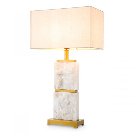 Veioze - Lampă de masă, Newton L, finisaj din alamă cu aspect vintage, abajur inclus, Dims: W. 20 | max W. 40 | H. 70.5  (CM)