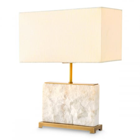 Veioze - Lampă de masă, Newton S, finisaj din alamă cu aspect vintage, abajur inclus, Dims: W. 28 | max W. 40 | H. 55  (CM)