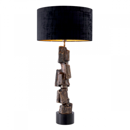 Veioze - Lampă de masă, Noto vintage finisaj alamă, abajur inclus, Dims: W. 18 | max W. 55 | H. 113  (CM)