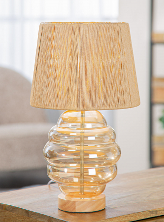 ILUMINAT - Lampa de masa, organica, Colmena, Sticla, ecru, PU 1, H. 42,5 cm, D. 25 cm