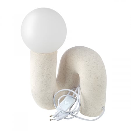 Lampa de masa, organica, Otranto, Ceramica, crem, alb, PU 2, L. 17 cm, L. 18 cm, H. 30 cm [2]