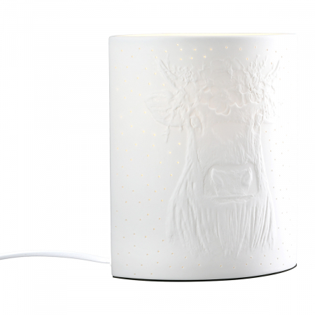 Lampă de masă, ovală, porțelan, albă, PU 1, L. 10 cm, l. 17 cm, H 20 cm [1]