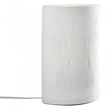 Lampă de masă, ovală, porțelan, albă, PU 1, L. 10 cm, l. 18 cm, H 28 cm [1]