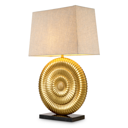 ILUMINAT - Lampa de masa Ramble cu finisaj auriu antic, Abajurul este inclus |W. 34.5 | max W. 40 | H. 67 cm 