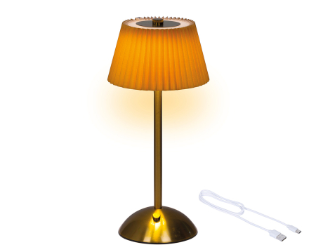 Lampa de masa, Rasina, aurie, maro deschis, PU 3, H 31 cm, A. 16 cm [2]