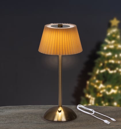 ILUMINAT - Lampa de masa, Rasina, aurie, maro deschis, PU 3, H 31 cm, A. 16 cm