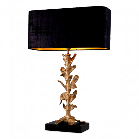 Veioze - Lampă de masă, Scalo, finisaj din alamă cu aspect vintage, abajur inclus, Dims: W. 25.5 | max W. 55 | H. 79  (CM)