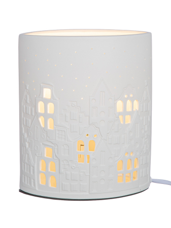 Lampa de masa, "Stadtlichter", motiv casa, portelan, alb, PU 1, L. 10 cm, l. 17 cm, H 20 cm [1]