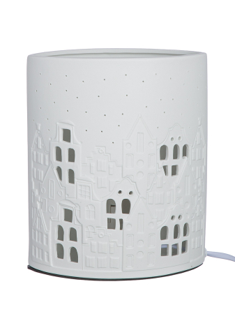 ILUMINAT - Lampa de masa, "Stadtlichter", motiv casa, portelan, alb, PU 1, L. 10 cm, l. 17 cm, H 20 cm