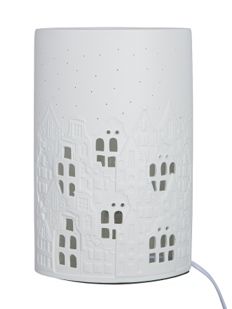 ILUMINAT - Lampa de masa, "Stadtlichter", motiv casa, portelan, alb, PU 1, L. 10 cm, l. 18 cm, H 28 cm