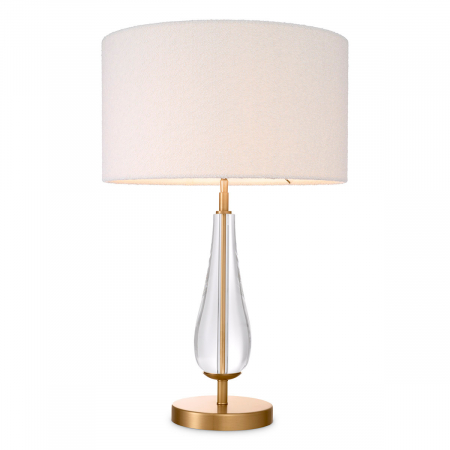 Veioze - Lampă de masă, Stilla, finisaj din alamă cu aspect vintage, abajur inclus, Dims: W. 19 | max W. 45 | H. 70.5  (CM)