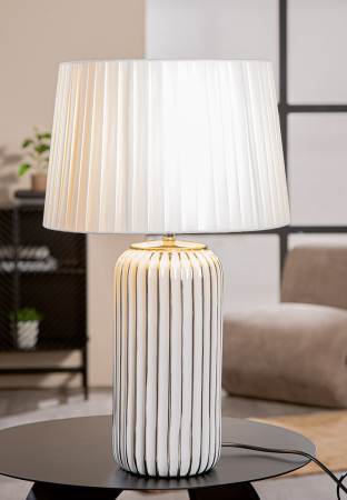 ILUMINAT - Lampa de masa, „Stripes”, cu dungi, ceramica, alb, PU 1, H 54,5 cm, A. 34 cm