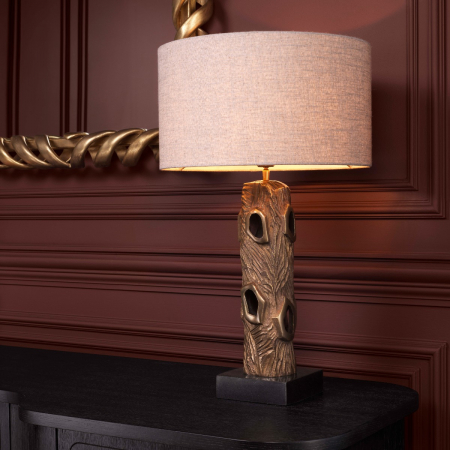 Lampă de masă, Vigentino vintage finisaj alamă, abajur inclus, Dims: W. 17 | max W. 45 | D. 17 | max D. 45 | H. 74.5  (CM) [5]