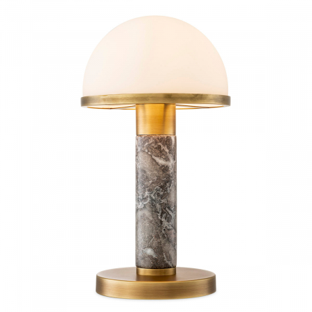 Veioze - Lampă de masă, Ziegèl, finisaj din alamă cu aspect vintage marmură gri, Dims: W. 18 | max W. 21 | H. 41  (CM)
