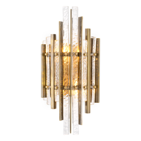 ILUMINAT - Lampa de perete Leonora cu finisaj vintage din alama |W. 21.5 | D. 12.5 | H. 44 cm 