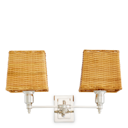 Lampa de perete Lexington cu finisaj dublu nichel, Abajurul este inclusuri din ratan [2]