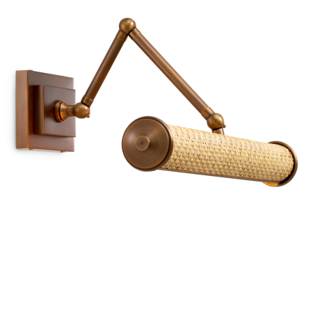 ILUMINAT - Lampa de perete Luca L ratan finisaj alama antica |W. 43 | max D. 37 | H. 8.5 cm 