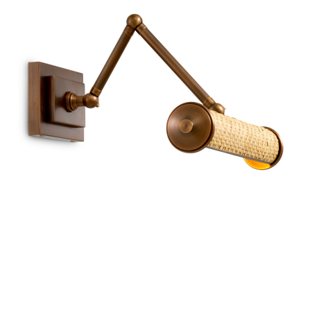 ILUMINAT - Lampa de perete Luca S ratan finisaj alama antica |W. 29.5 | max D. 37 | H. 8.5 cm 