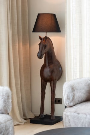 Veioze - Lampa de podea, Cal, polirasina, maro inchis