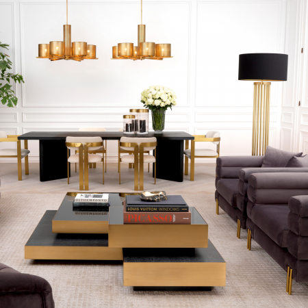 Lampă de podea Condo, finisaj din alamă cu aspect vintage cu abajur, Dims: W. 30 | max W. 55 | H. 188  (CM) [1]