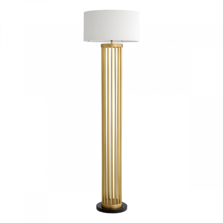 Lampă de podea Condo, finisaj din alamă cu aspect vintage, include abajur buclé [1]