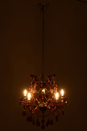 Lampa de tavan/ candelabru, sticla antica, maro [3]