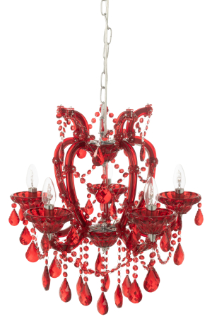 Lampa de tavan/ candelabru, sticla antica, rosu [4]