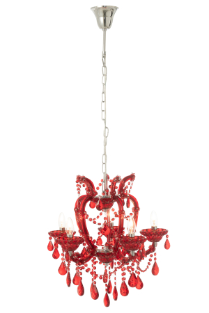 Lampa de tavan/ candelabru, sticla antica, rosu [2]