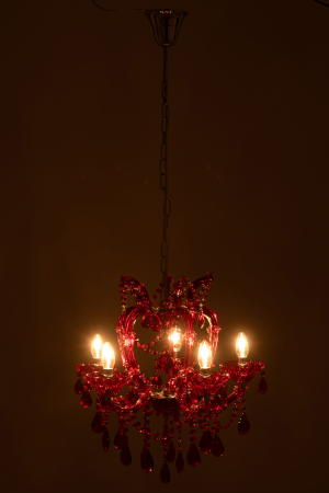 Lampa de tavan/ candelabru, sticla antica, rosu [3]