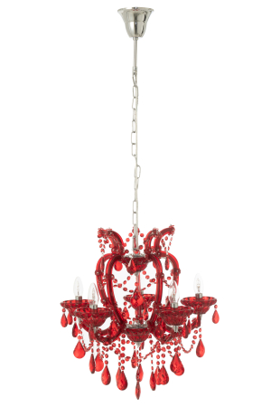 Lampa de tavan/ candelabru, sticla antica, rosu [1]
