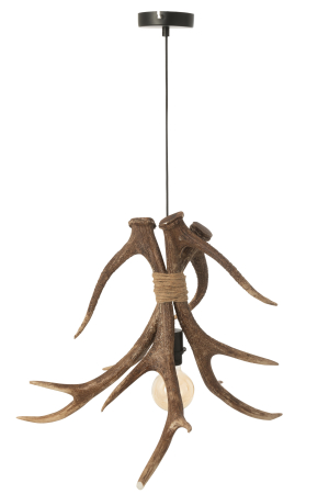 Lampa de tavan, coarne de cerb, polirasina, maro, L [1]