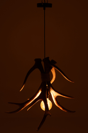 Lampa de tavan, coarne de cerb, polirasina, maro, L [3]