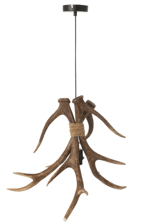 Lustre - Lampa de tavan, coarne de cerb, polirasina, maro, L