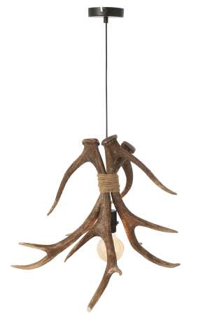Lampa de tavan, coarne de cerb, polirasina, maro, L [2]