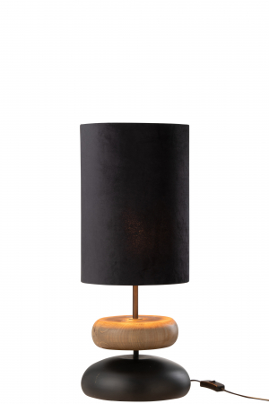 Veioze - Lampă, JADE, Fier/Lemn de Brad, Negru/Natural