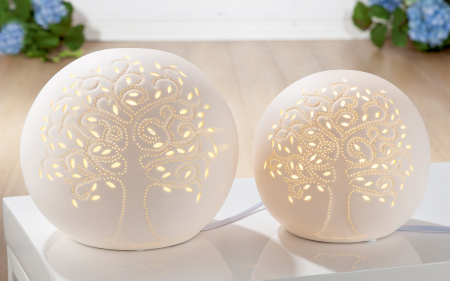 ILUMINAT - Lampa Tree of Life, portelan, alb, 16x16x16 cm