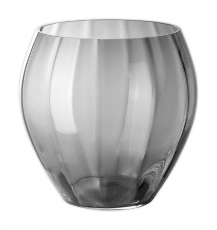 Suporturi lumanari - LILIAN, Vază, Suport lumânare, Sticlă gri, optic, h. 25,5 cm, d. 26 cm