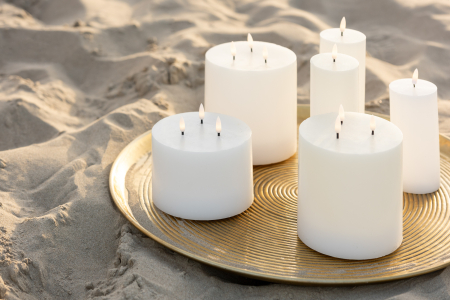 SALE % - Lumanare, Ceara, Alb, 7.5x7.5x18