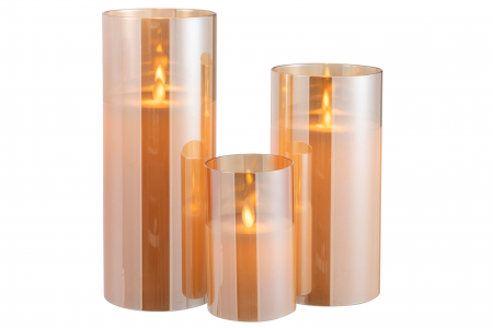 Lumanare LED, Sticla, Auriu, 10x10x25 cm [5]
