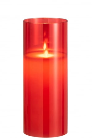 Lumanare LED, Sticla, Rosu, 10x10x25 cm [1]