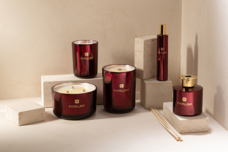 Lumanare parfumata, Sticla, Rosu, 11x11x14.5 cm [2]